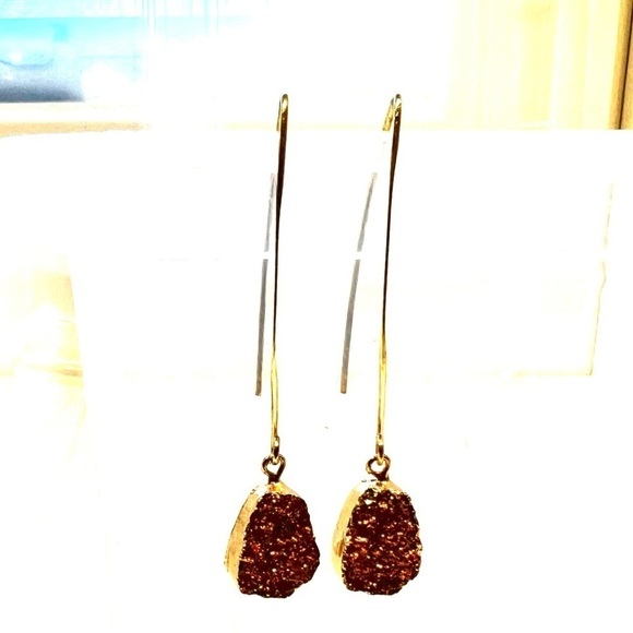 DANGLE Teardrop Druzy Earrings copper - Picture 4 of 5